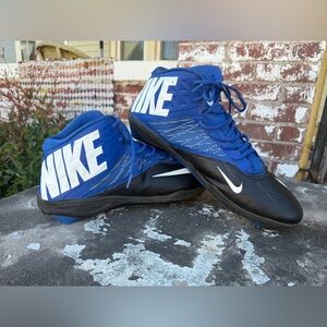 Nike Zoom Code Elite 3/4 Shark Football Detach Cleat Blue Black 603369-004 Sz 16